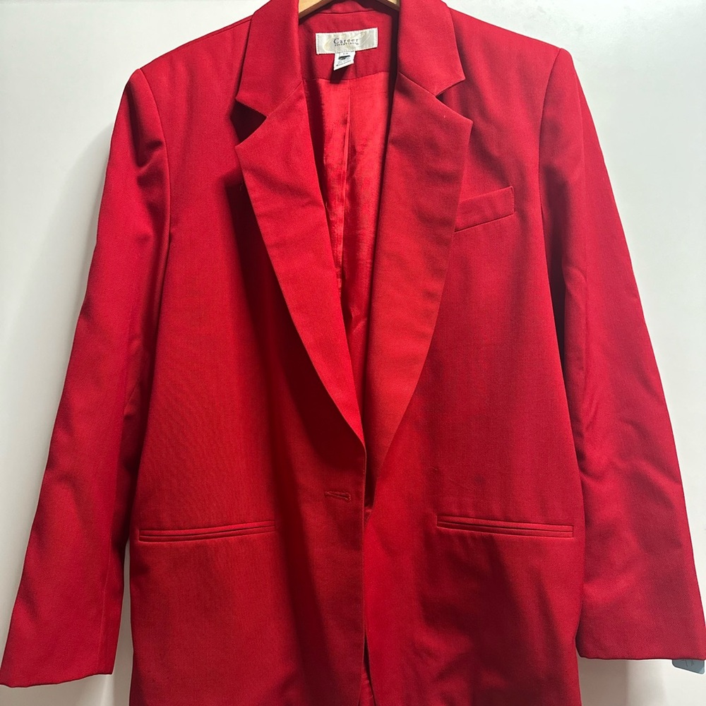 Essentials Vibrant Red Wool Blazer - Picture 2 of 7